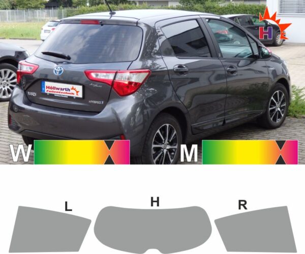 TOYOTA Yaris XP13 Facelift fünftürig 2017 bis 2020 passende Tönungsfolie