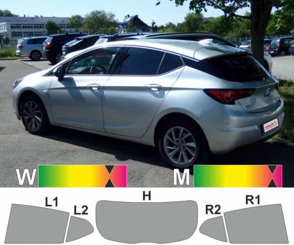 OPEL Astra K fünftürig ab 2015 passende Tönungsfolie
