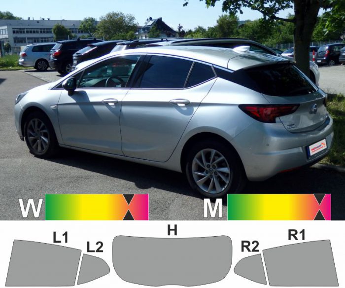 OPEL Astra K fünftürig ab 2015 passgenaue Tönungsfolie