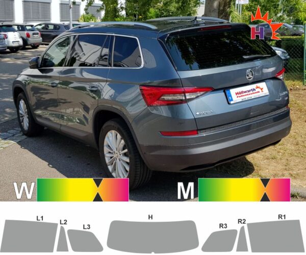 SKODA Kodiaq ab 2017 und Facelift ab 2021 passende Tönungsfolie