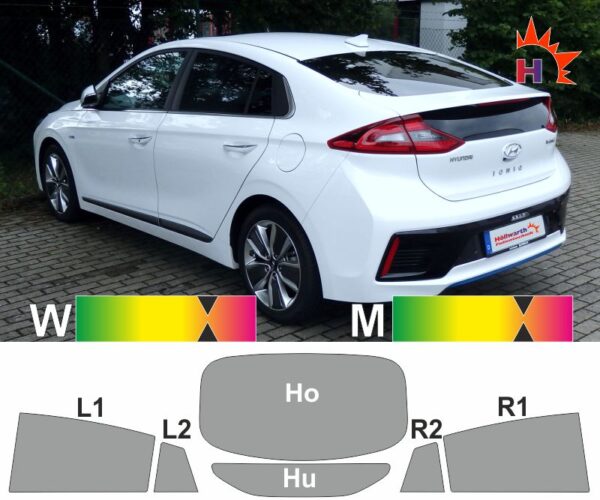 HYUNDAI Ionic ab 2016 facelift 2019 bis 2022 passgenaue Tönungsfolie