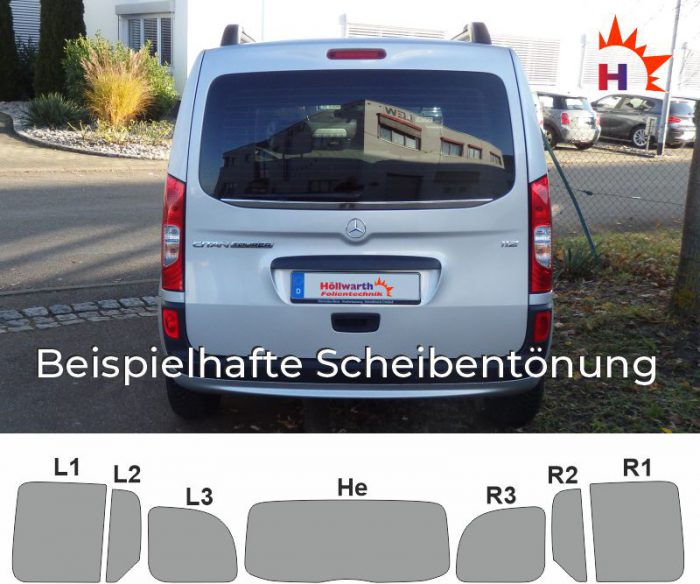 Mercedes Citan mit Heckklappe kurz Hebescheiben passgenaue toenungsfolie