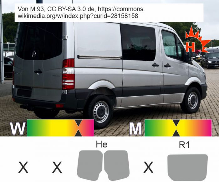 MERCEDES Sprinter II Mixto 2018 passgenaue Tönungsfolie