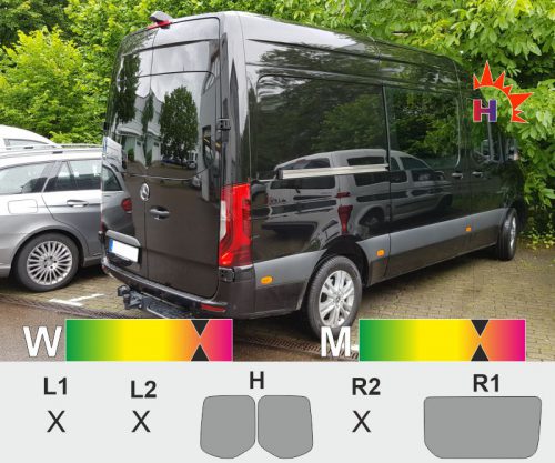 MERCEDES Sprinter III ab 2018 Kastenwagen Heckflügel Schiebetüer rechts passgenaue Tönungsfolie