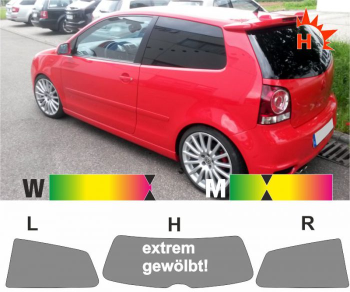 VW Polo IV 9N dreitürig 2001 bis 2009 passgenaue Tönungsfolie