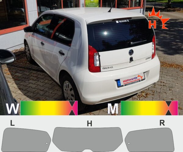 Skoda Citygo fünftürig ab 2012 passende Tönungsfolie