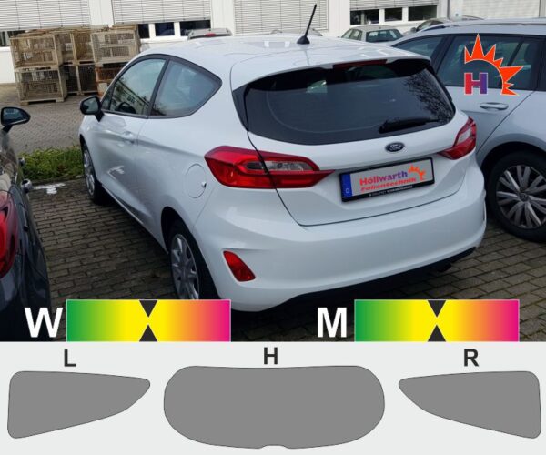 FORD Fiesta 18 dreitürig 2017 bis 2023 passende Tönungsfolie