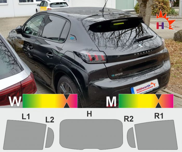 PEUGEOT 208 II und e208 passgenaue Tönungsfolie