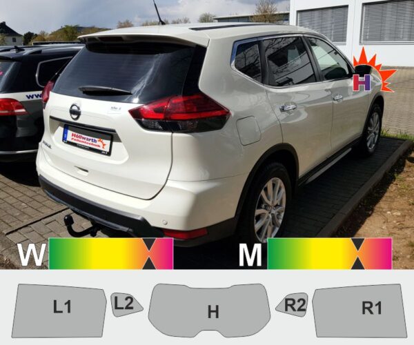 NISSAN X-Trail T32 ab 2014 passgenaue Tönungsfolie
