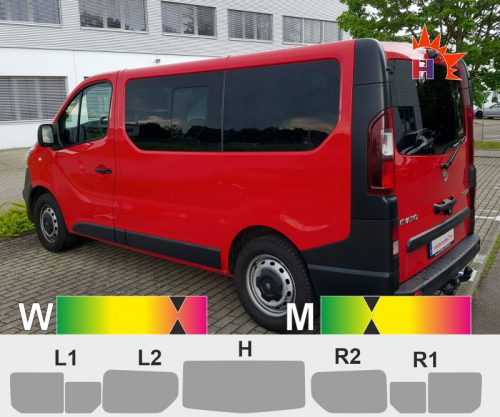 OPEL Vivaro B L1H1 Heckklappe schiebetür rechts Schiebefenster passgenaue Töenungsfolie