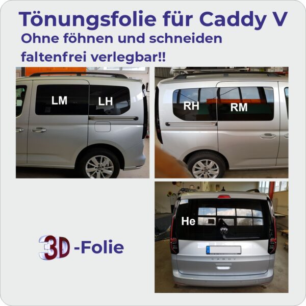 Passgenaue Tönungsfolie für Ihren VW Caddy V ab 2020