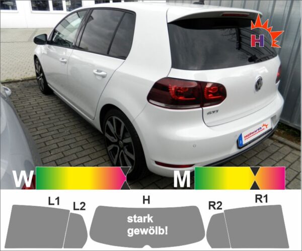VW Golf VI fünftürig 2008 bis 2012 passende Tönungsfolie
