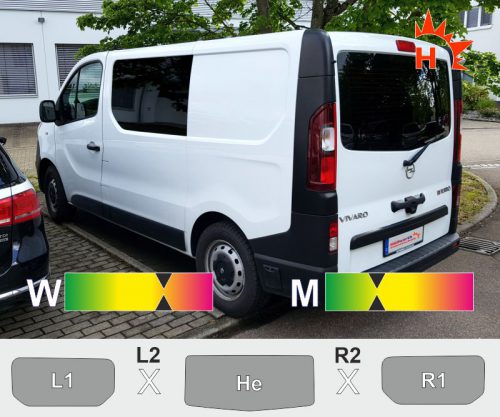 OPEL Vivaro B L1H1 hecklappe schiebetuer_R bis 2019 passgenaue Tönungsfolie