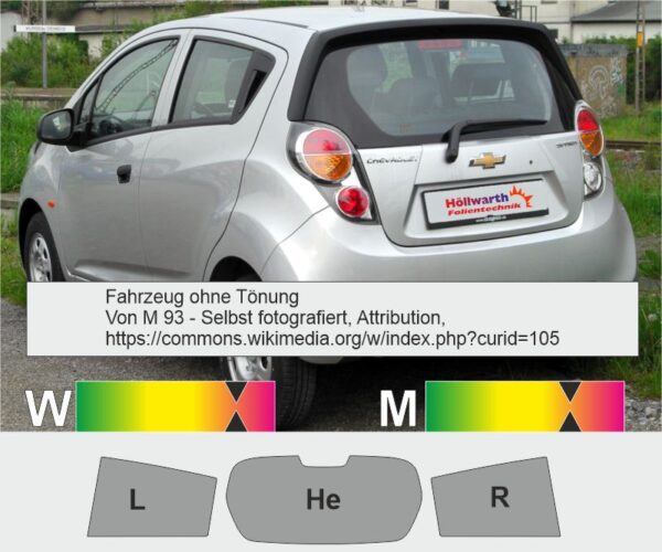 CHEVROLET Spark M300 ab 2010 unf Facelift ab 2017 passgenaue Tönungsfolie