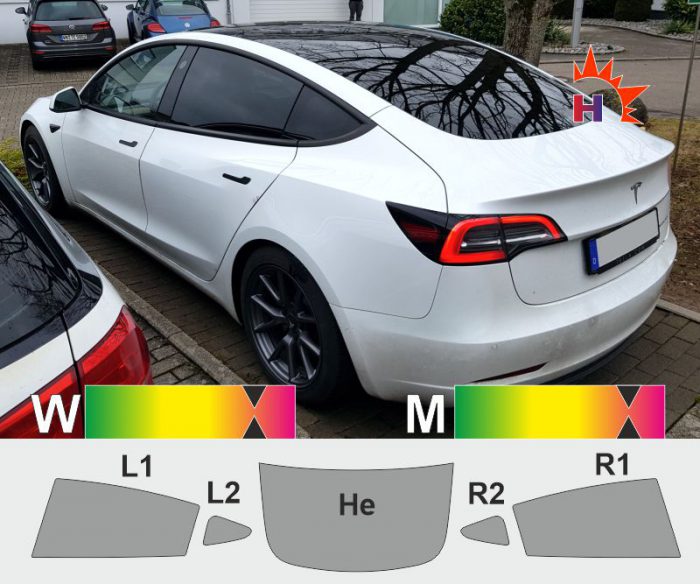 Tesla Model 3 passgenaue Tönungsfolie