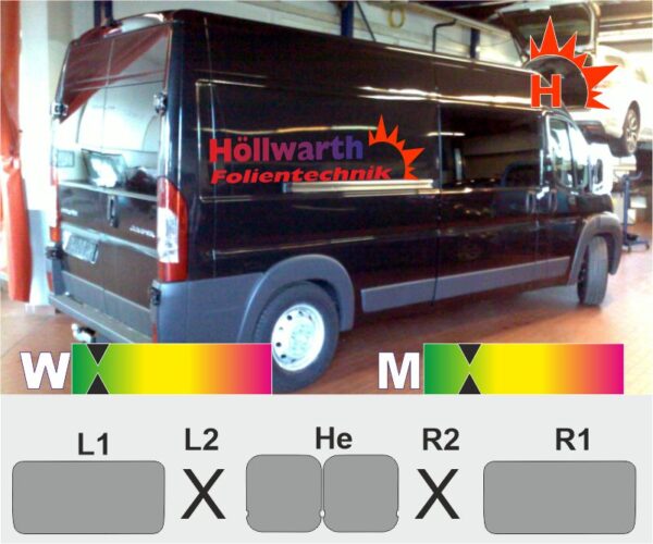 CITROEN Jumper II Kasten Heckflügeltür Schiebetür links und rechts seit 2006 passende Tönungsfolie