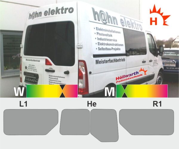 RENAULT Master III L2H2 Heckflügel Schiebetür links und rechts ab 2010 passende Tönungsfolie