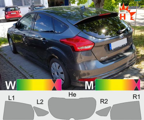 FORD Focus 11 Schrägheck facelift 2014 bis 2018 passgenaue Tönungsfolie