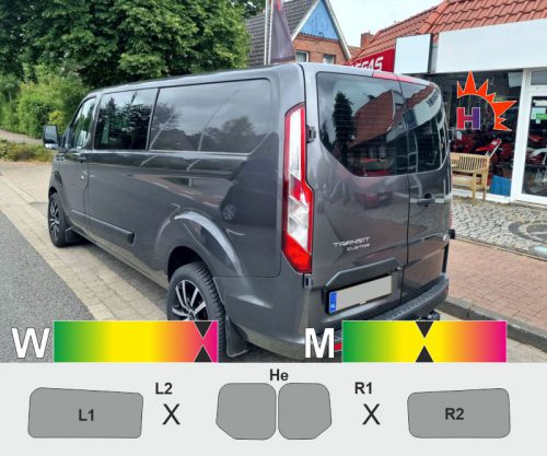 FORD Transit Custom lang ab 2012 Heckflügel ohne Scheibenwischer passgenaue Tönungsfolie