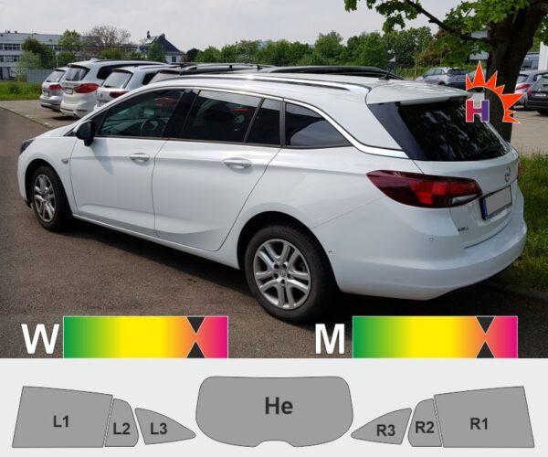 OPEL Astra K SportsTourer ab 2015 passgenaue Tönungsfolie
