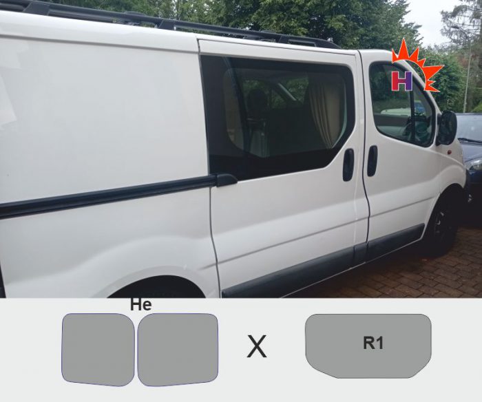 RENAULT Trafic II L1H1 nur Heckflügel und Schiebetür rechts passgeaue Tönungsfolie