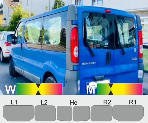RENAULT Trafic II L1H1 Heckflügel Schiebetür rechts passende Tönungsfolie