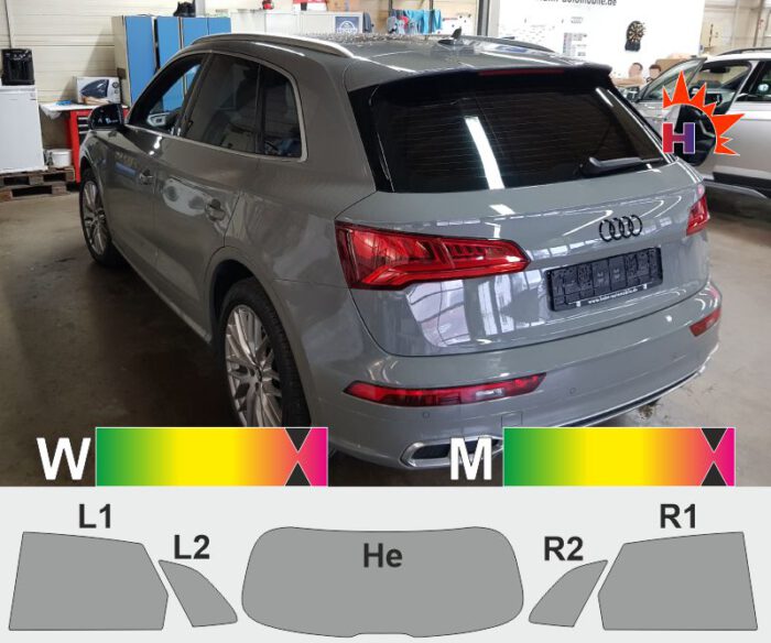 AUDI Q5 FY 2016 bis 2021 passgenaue Tönungsfolie